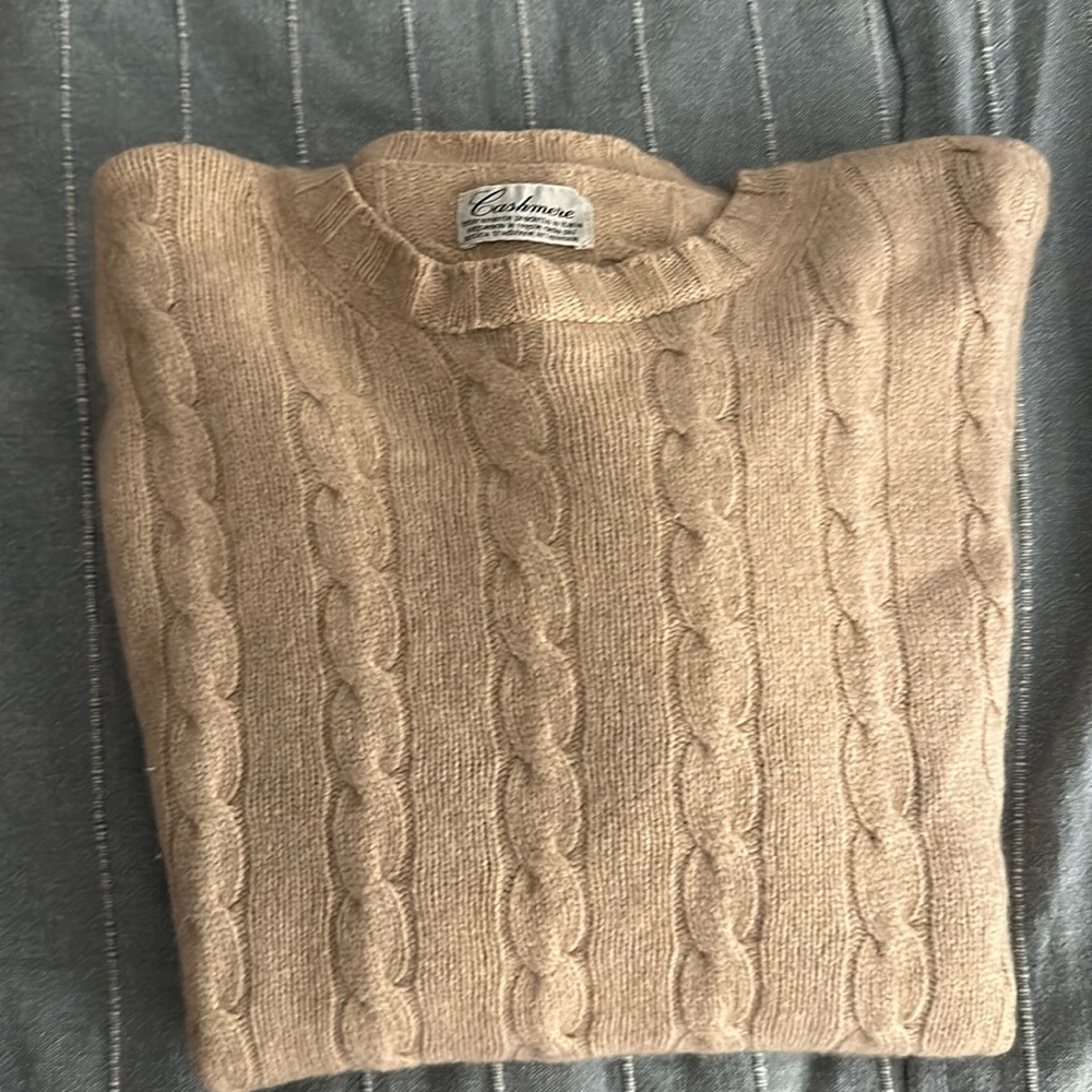 Cable knit cashmere grandpa sweater